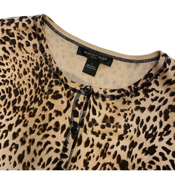 August Silk Leopard Print Cardigan - Picture 3 of 4